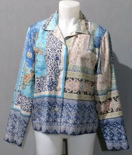 Coldwater Creek - ladies ls colorful silk ramie lined buttoned blazer - size M