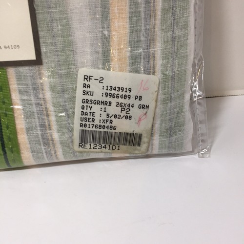 Cinta de grosgrain Pottery Barn Rideau cortina tono 26" x 44" verde amarillo blanco - Imagen 4 de 5