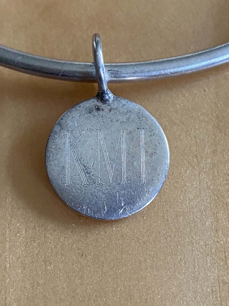 Vintage Sterling Silver Open Bangle Bracelet With Initials KMI