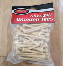 Athletic Works Golf Tees Wooden 2 3/4 inch 65 Count Natural Color NEW