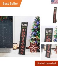 Rustic Merry Christmas Vertical Porch Sign - 35" Hand-Painted Holiday Decor