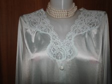 RAR Vintage 60's Vanity Fair green lace nylon Robe Pegnoir Negligee S:M EU:M-L