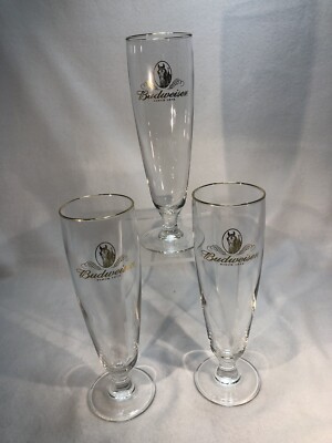 4 Budweiser pilsner Drinking glasses with horse/ since 1876.