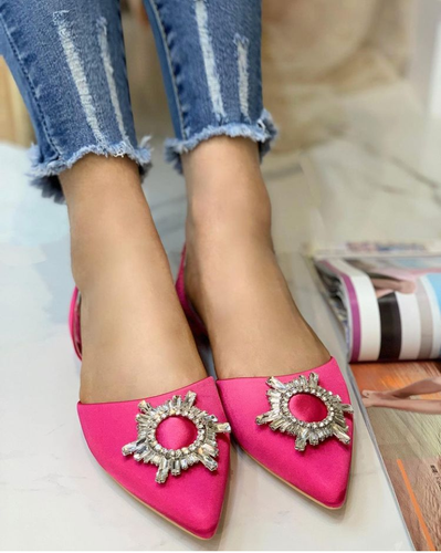 Scarpe Aperte Donna Ballerine Donna Slingback a Punta Gioiello Sabot Tacco  Basso | eBay
