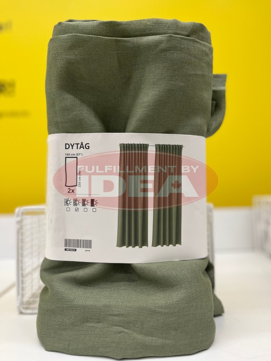 New IKEA DYTAG Light Filtering Green Curtains 1 Pair (57x98