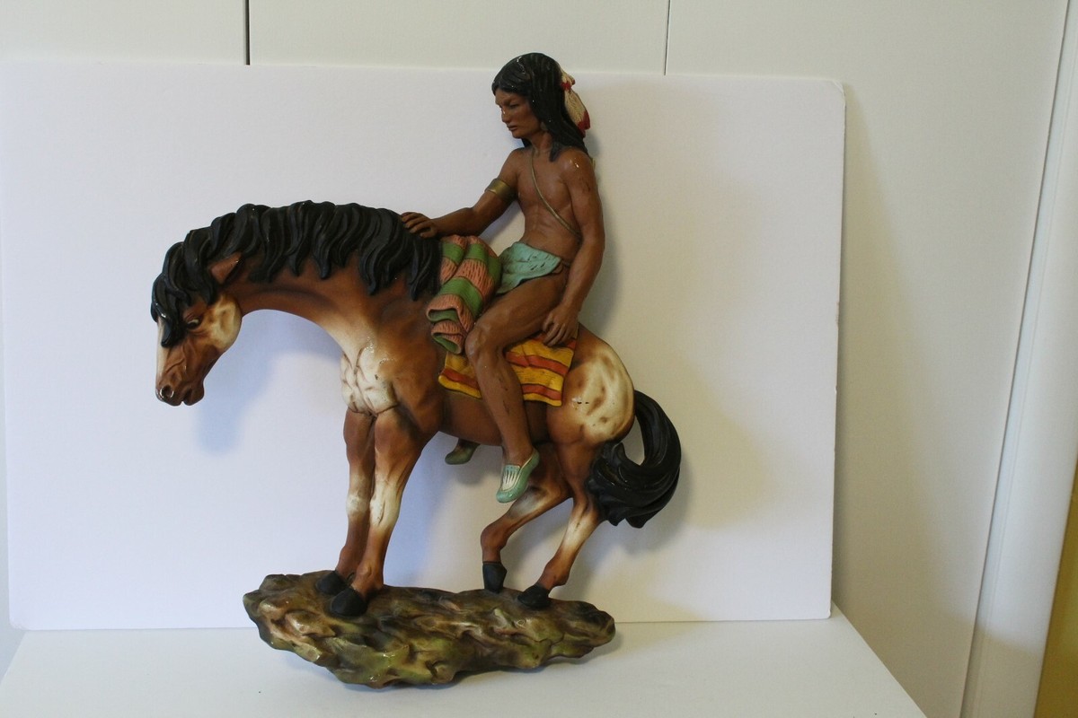 Rare 1960's Universal Statuary Corp. Chicago Indian On Horseback