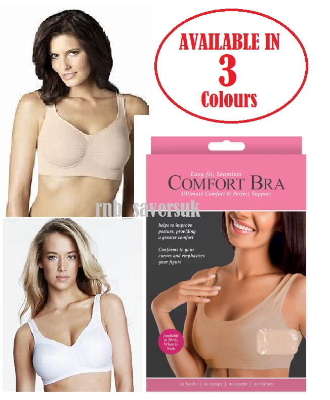 Comfort Bra Seamless Stretchy Available in 3 Colours S M L XL Easy