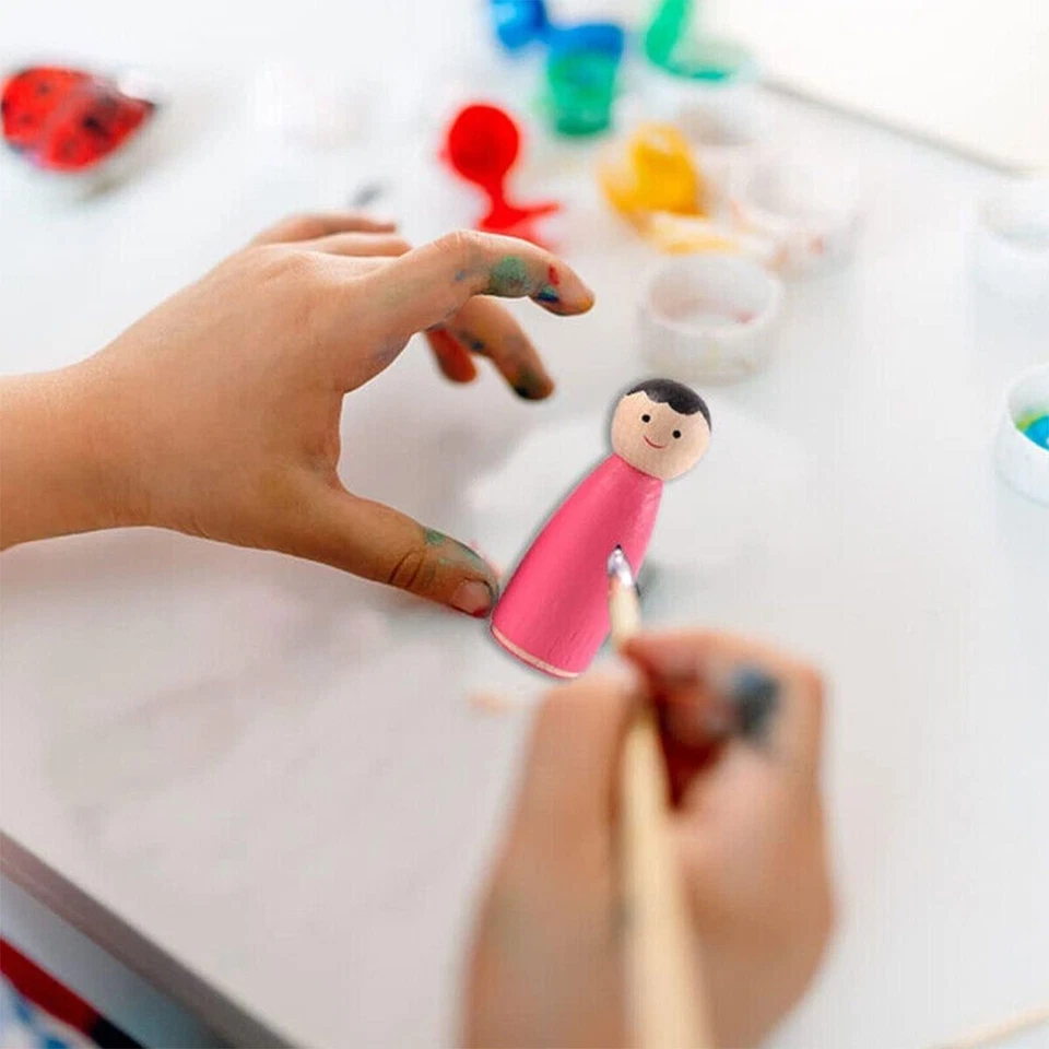 20x65mm Wooden Doll Peg People Little Unfinished Painted DIY Wood for Kids Gifts - Image 4 of 4