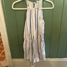 Bebop Women's Halter Stripes Keyhole Drawstring Waist Romper Multicolor Size M