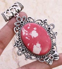 Red Mosaic 925 Silver Plated Handmade Pendant of 3"