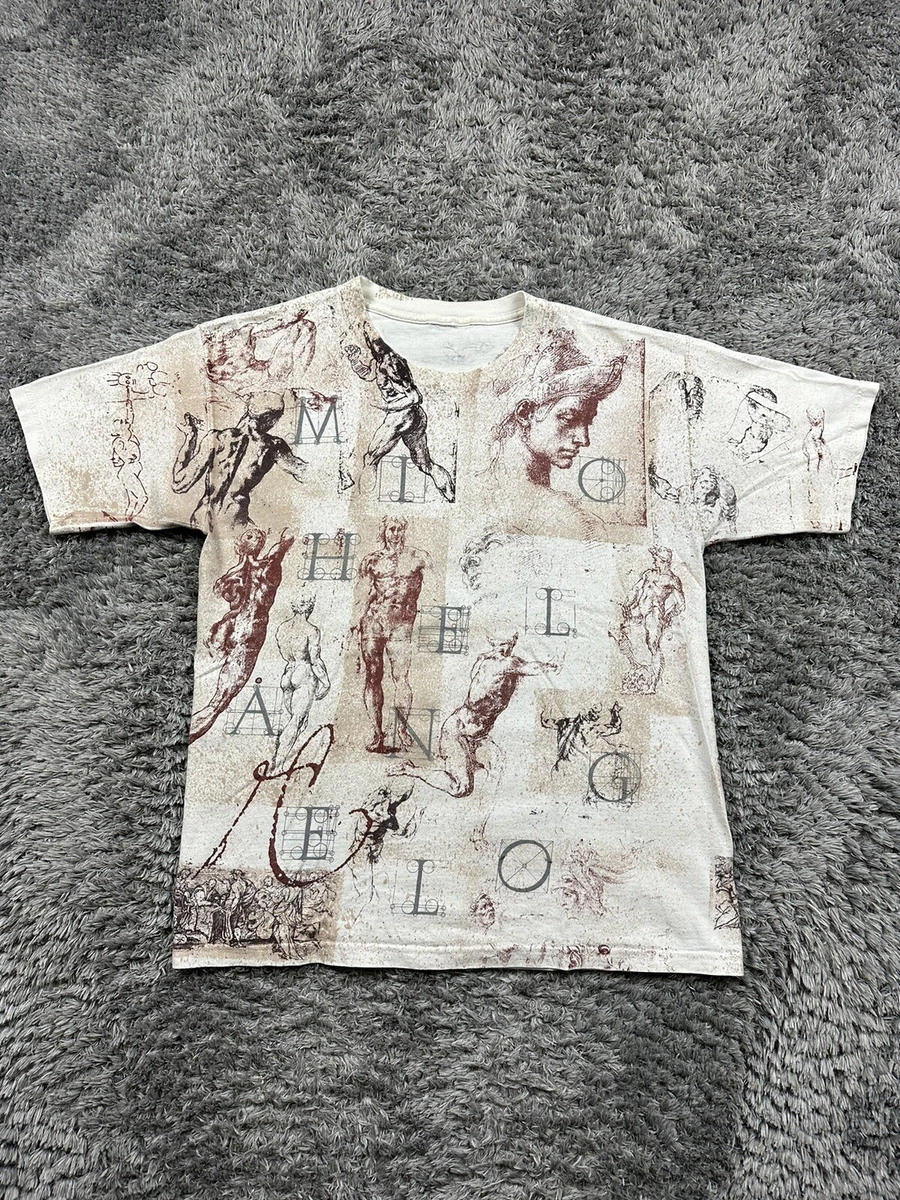 Vintage 90s Wildwood Productions Michelangelo All Over Print AOP Tee Shirt Large