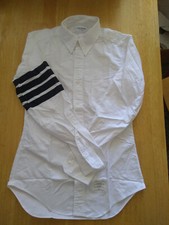 NWOT Thom Browne White Oxford Button Down Grosgrain Sleeve Stripes TB1 15-32