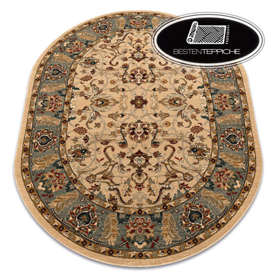 Moderne natürliche Wolle Teppich ''OMEGA'' Oval ORDA Blumen Jasmin 2 grün Qualität
