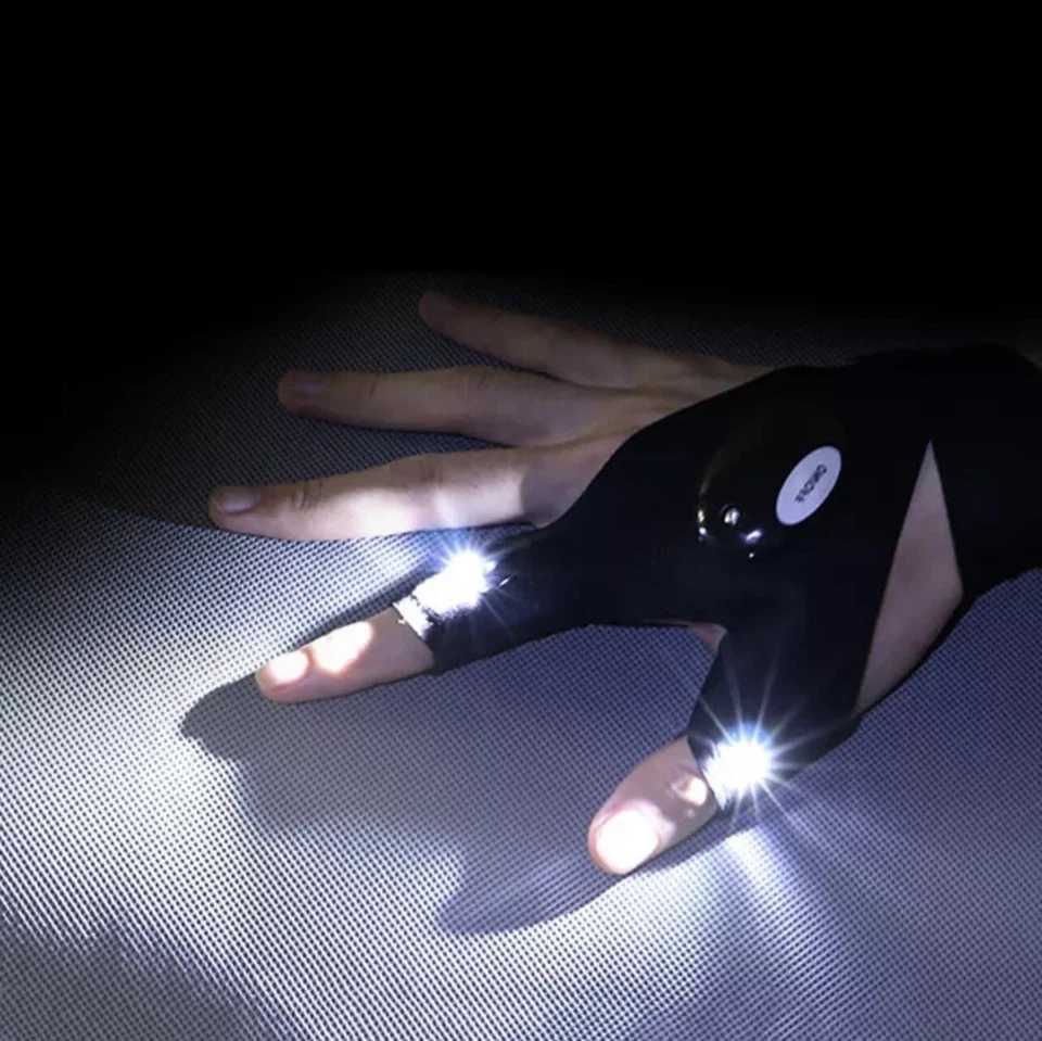 Outdoor Night Light Waterproof Fishing Gloves with LED Flashlight Rescue Tools - Image 3 of 4