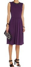 Tory Burch Women's Eva Jewel-Neck Dress, 33132427, Wild Plum, Size M