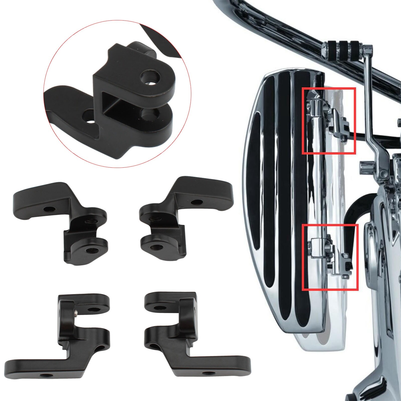 Black Rider Floorboard Footboards Relocation Brackets For Harley Road King Glide