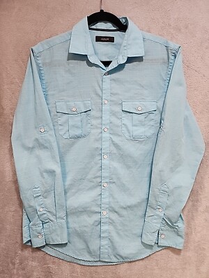 Alfani Men's Small Teal Button Down Long Sleeve Teal Shirt