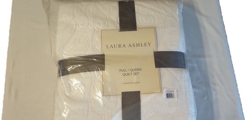 Juego de edredones Laura Ashley 3 piezas 2 fundas algodón clásico blanco floral completo/reina NUEVO - Imagen 2 de 6