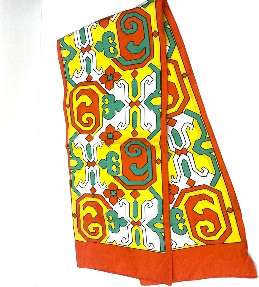 Bufanda Naranja Verde Amarillo Marca "Yo" Larga Moda Italiana Bufanda De Colección Años 70 Foto 2 de 4