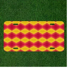 Custom Personalized License Plate Auto Tag With Red And Yellow Pattern Design