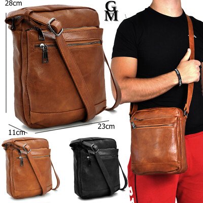 GM borsello nuovo grande uomo pelle tracolla spalla marrone nero