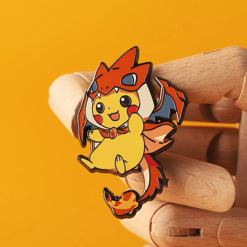 Pokémon Cartoon Metal Badge Anime Figures Pikachu Charizard Mega X Y  Fashion Jewelry Accessories Brooches Toys Enamel Lapel Pins