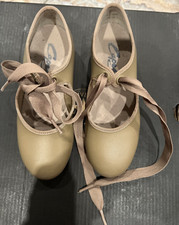 Used Capezio Shuffle Tap 625C Girls Dance Shoes - Caramel Tan Sz 10.5 Snap Flaw