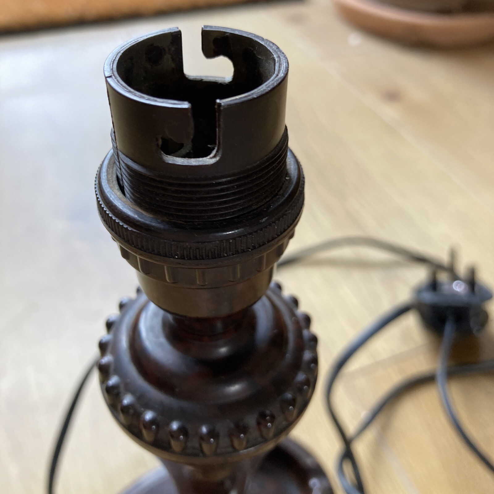 Art Deco Bakelite Table Lamp with Smokers Fitments, 10" high approximately 7