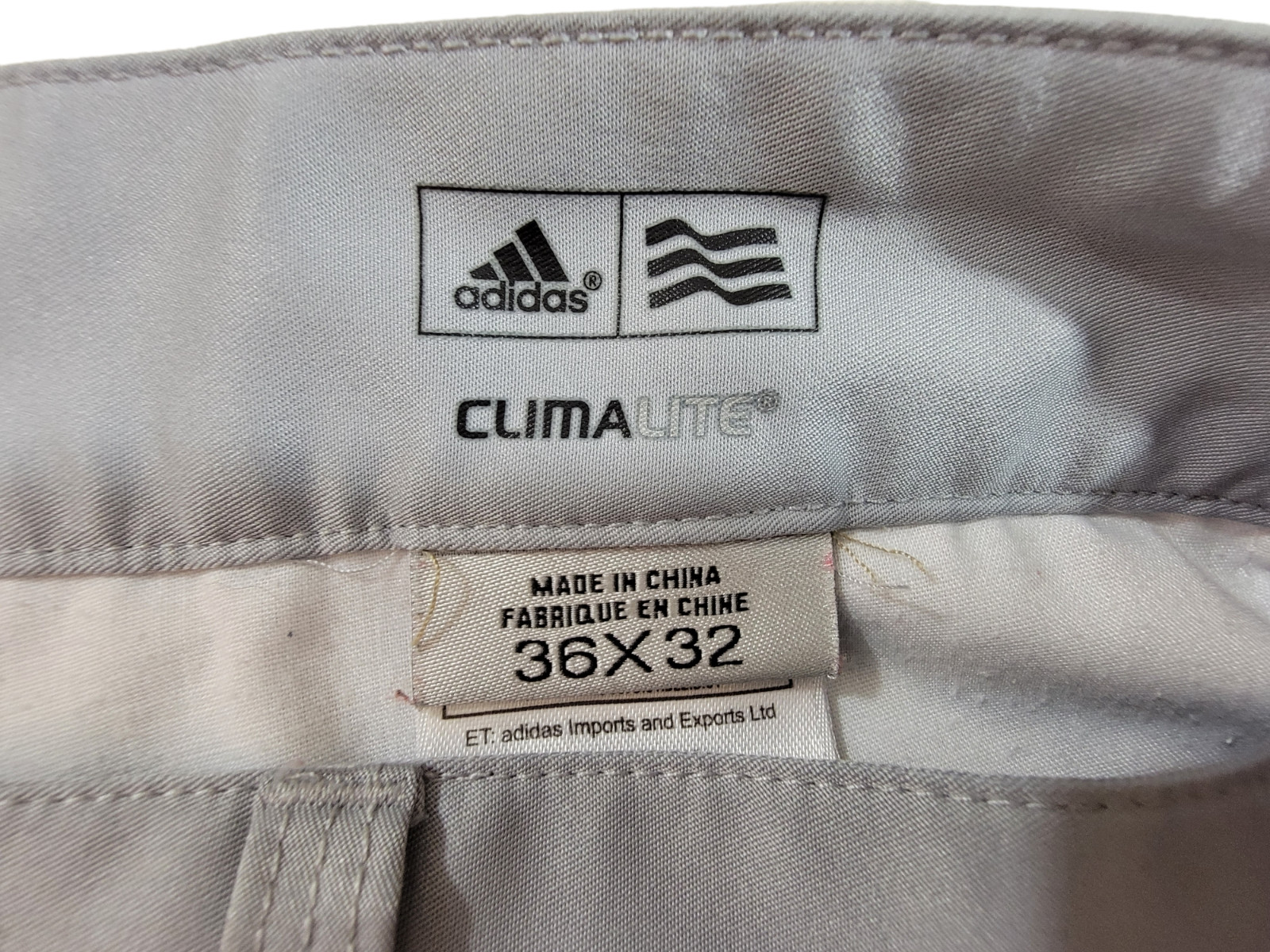 Adidas Mens Climalite Golf Pants 36x32 Grey Lightweight Breathable