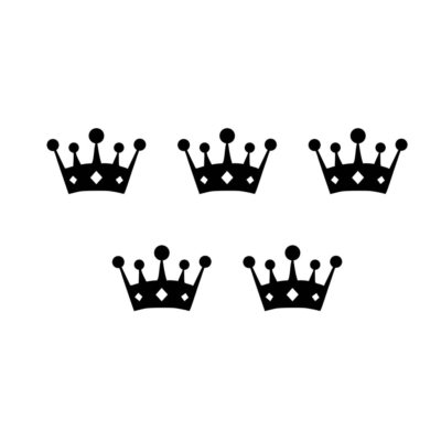 5er Set schwarze Kronen Bügelbild DIY Siebdruck Patch Krone König Königin Prinz 