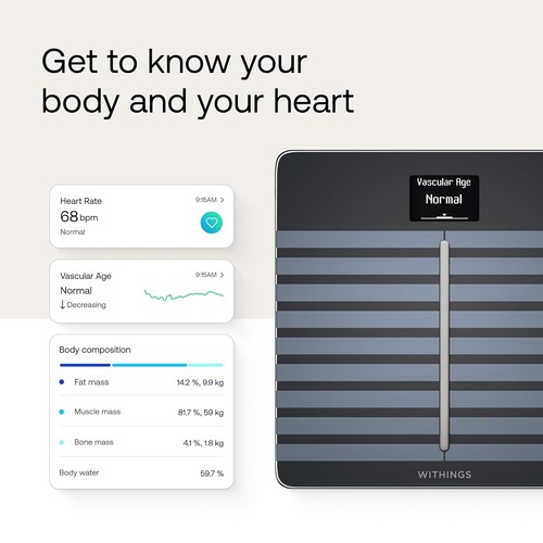 Withings Body Cardio – Premium Wi-Fi composizione corporea scala intelligente grasso corporeo BMI - Foto 3 di 6
