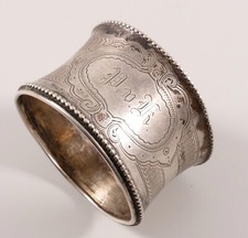 Serviettenring Silber 800 Monogramm V. u. K. o&auml;. 19. Jahrhundert 13 L&ouml;tig antik