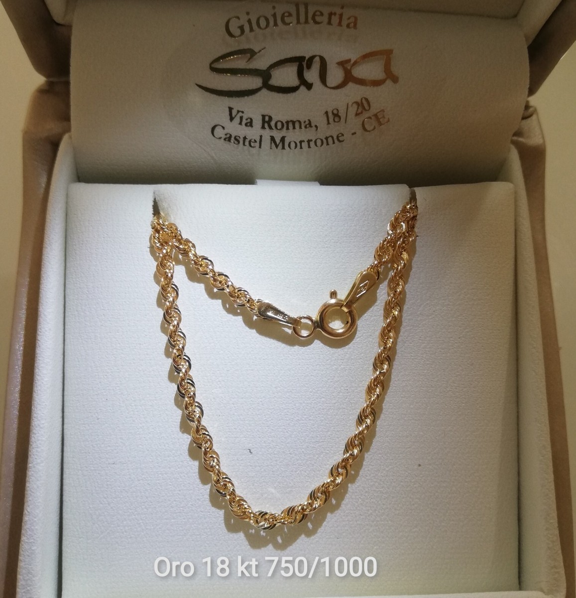 Collana in oro giallo 10K con catena semi-ancora da 5,5 mm - Italia