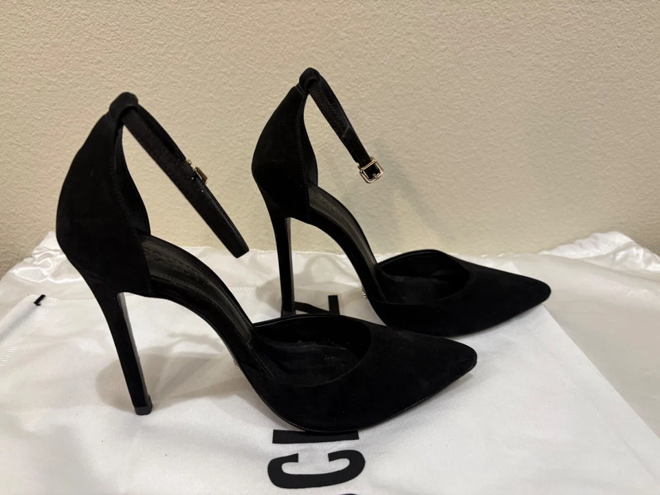 Schutz "Irma" Women's Black Pointed Toe Suede Shoes SZ 7 buckle Closure Leather - Image 2 of 4