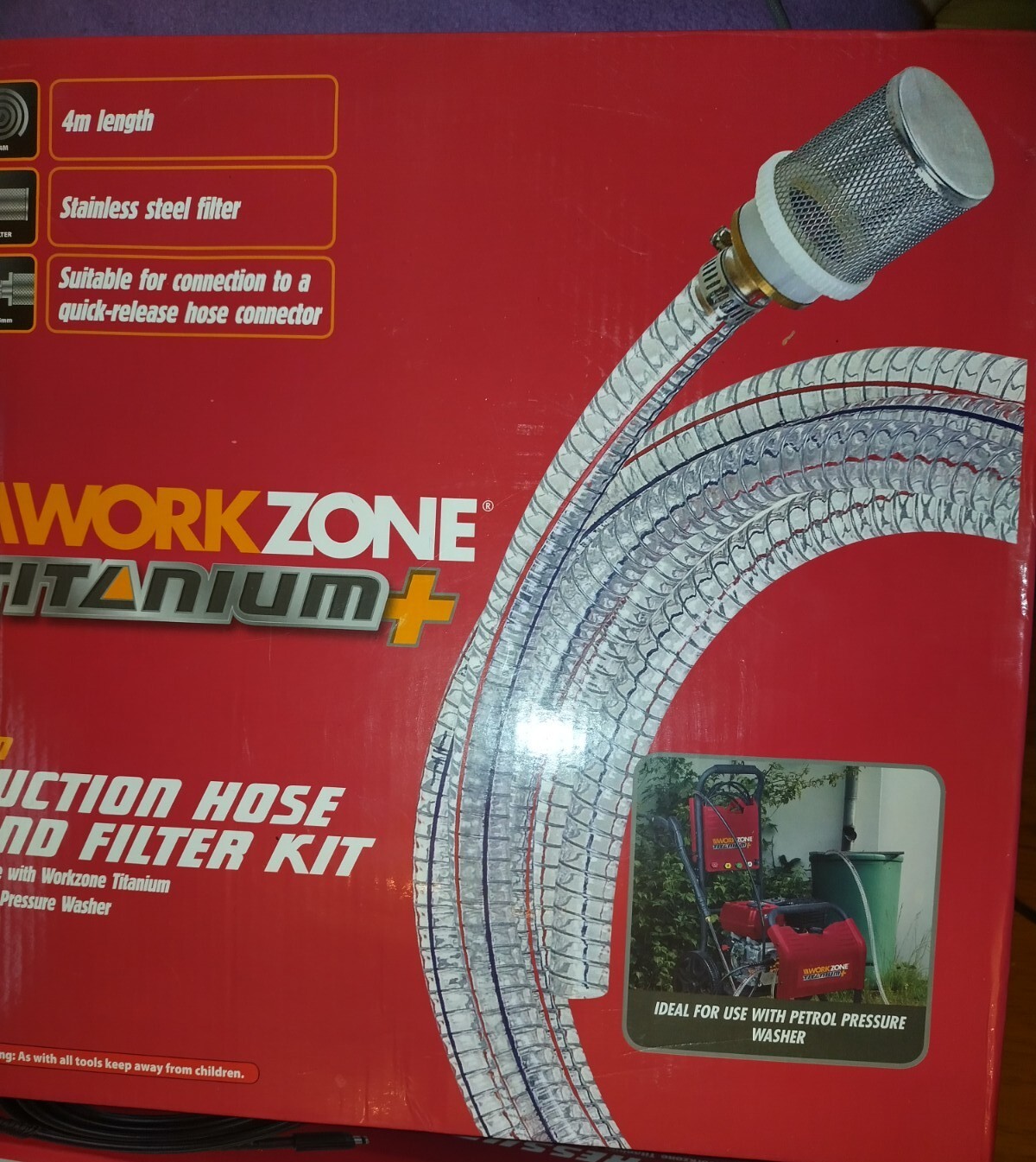 Workzone Titanium+ 4m suction hose and filter kit pressure washer Universal eBay