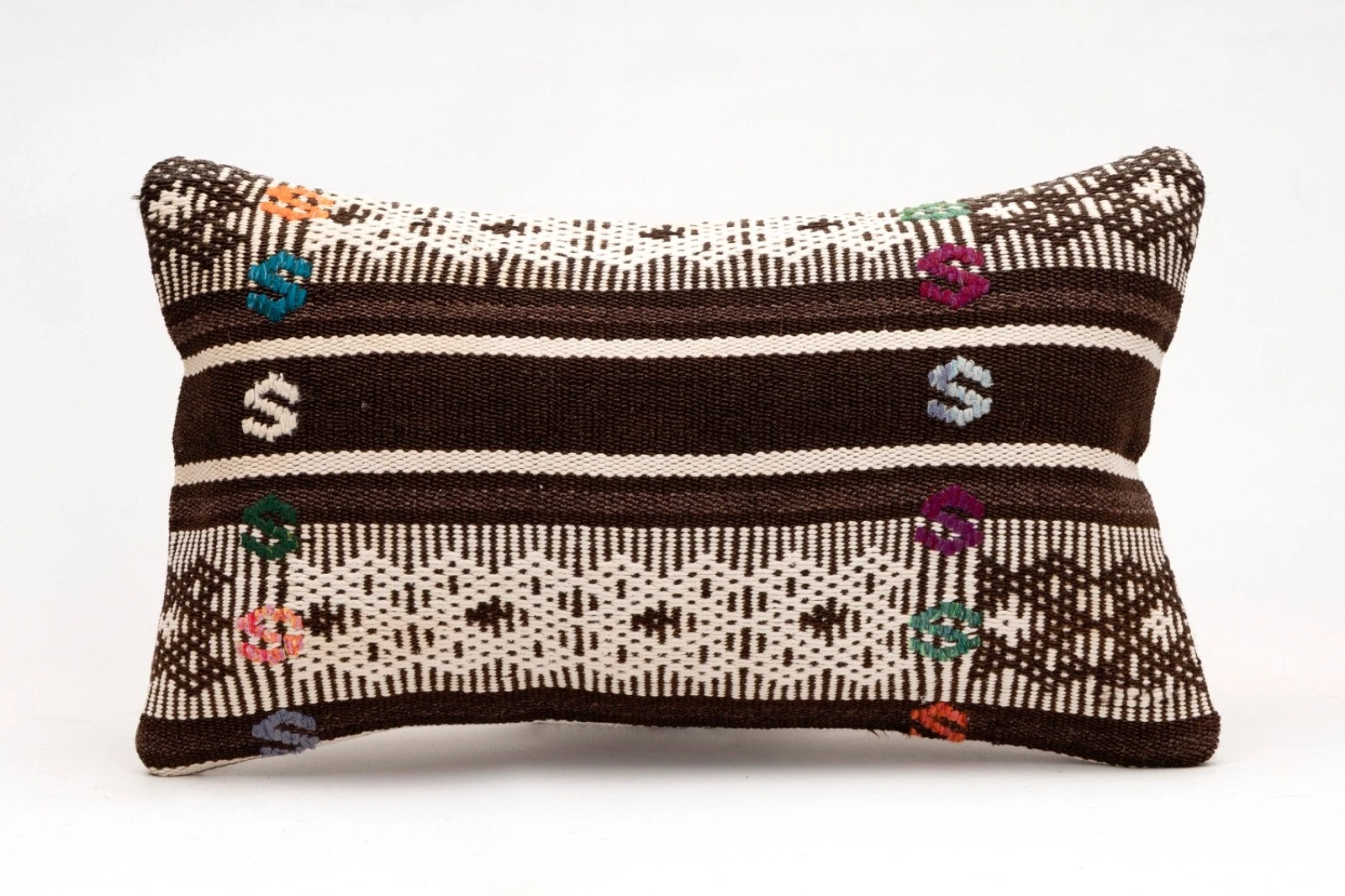 Decorative Pillow Cover, 12x20 in, Turkish Kilim Cushion, Boho Sofa Throw Pillow