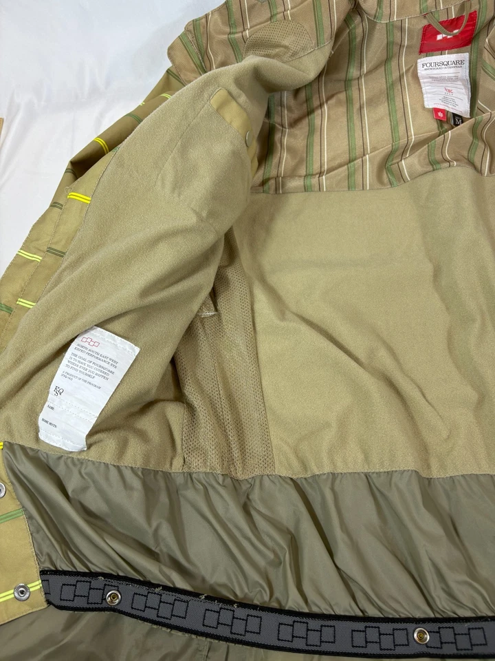 Chaqueta aislante parka con capucha a rayas verdes FOURSQUARE SNOWBOARD para hombre talla M Foto 2 de 4