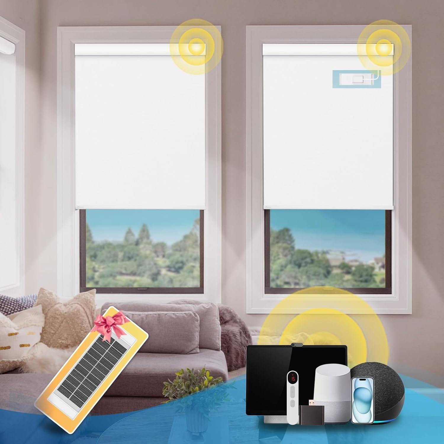 Motorized Blinds with Remote,Thermal ElectricBlinds [Solar Panell],Customizable