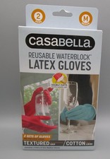 CASABELLA~Medium~2 Pair Double Cuff Waterblock Reusable Latex Gloves