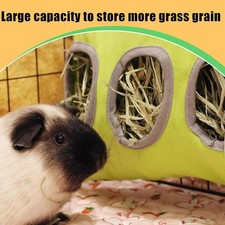 Cage Hanging Small Pet Hay Feeding Bag Canvas Dustproof Rabbit Guinea Pig Feeder