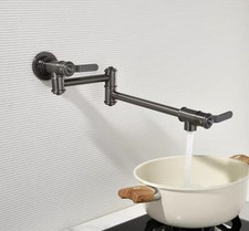 Gray Pot Filler Tap Wall Mounted Foldable Single Cold Kitchen Faucet 2 Handles