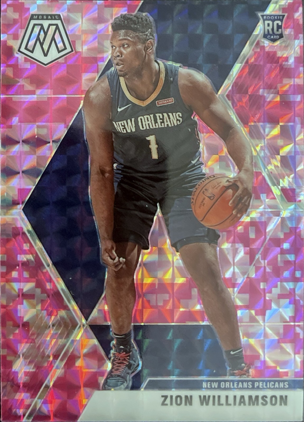 2019-20 Panini Mosaic - Zion Williamson Rookie Card #209 Pink Camo Prizm RC
