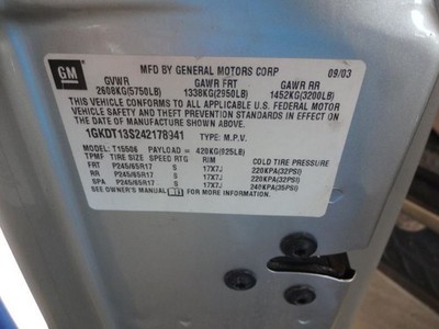 Driver Side View Mirror Power With Integral Turn Signal Fits 02-05 ENVOY 217370