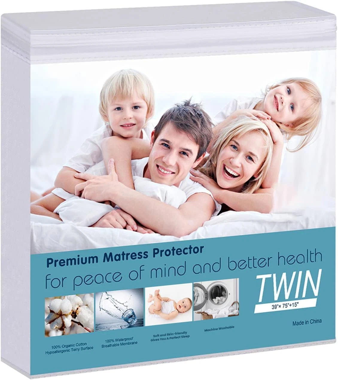 Waterproof Mattress Protector, Twin Size Terry Cotton Mattress Pad Cover
