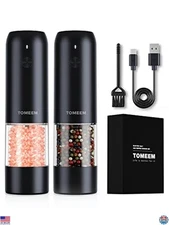 Rechargeable Electric Salt & Pepper Grinder Set with LED Lights, Stainless Steel