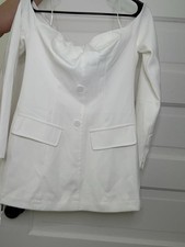 OLIVACEOUS Women s M White Button Front Long ...