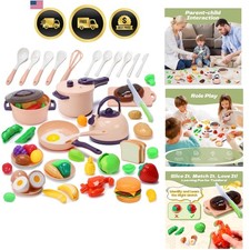 51-Piece Mini Play Kitchen Accessories for Kids, Pretend Cooking Playset with...