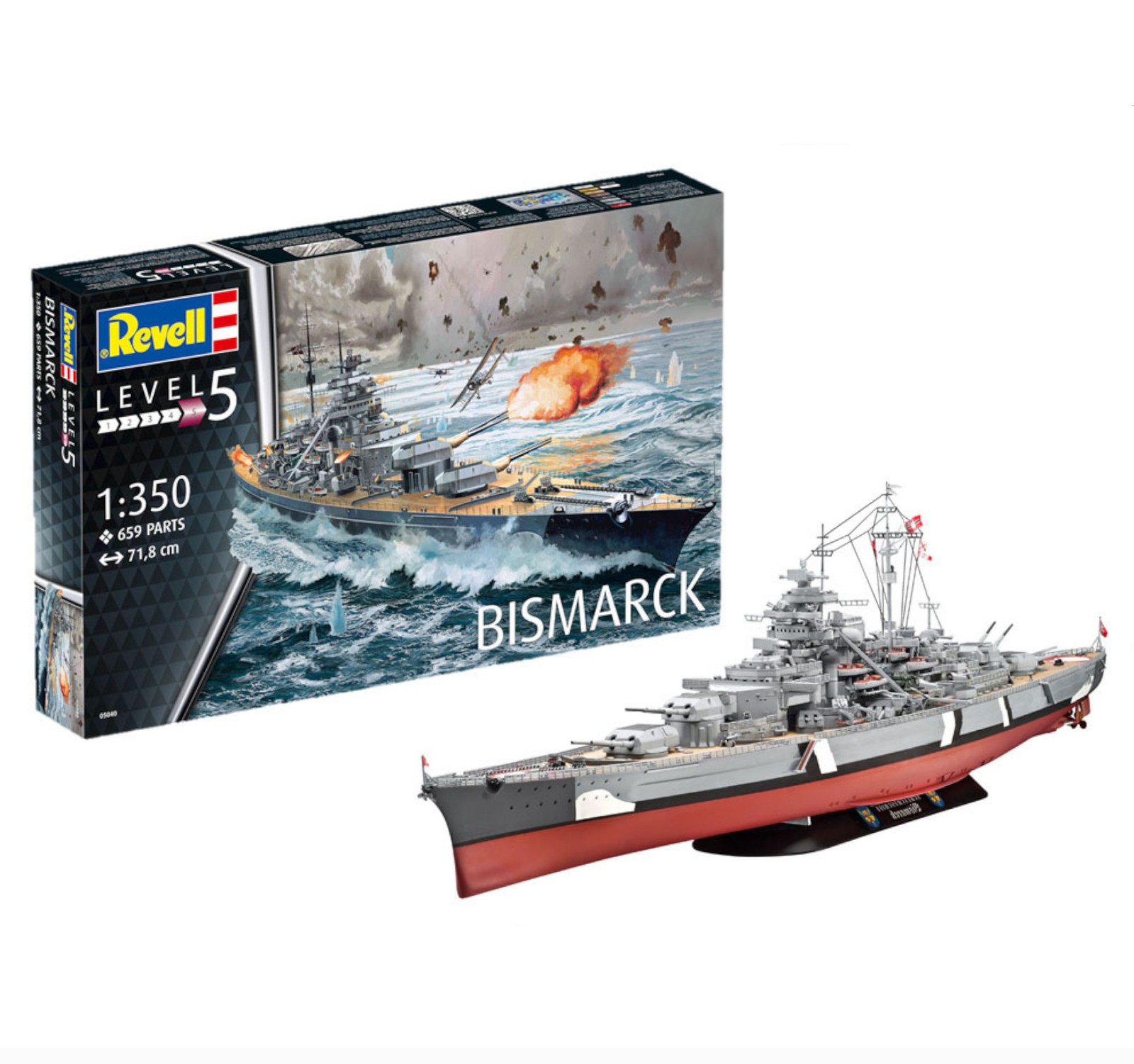 Revell 05040 Bismarck German Battleship 1:350 Scale Kit - Image 5