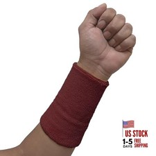 COUVER Absorbent Soft Durable 6 inch Extra Long Thick Sports Wristband Maroon