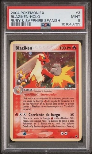 LOW POP ✨2004 POKEMON SPANISH RUBY & SAPPHIRE #3 BLAZIKEN HOLO PSA 9